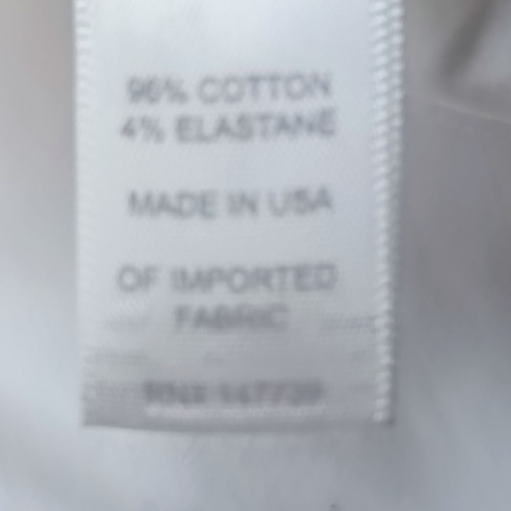 M. Martin White Poplin Cotton Buttondown Blouse Bell Sleeve Tan Piping Size M - Picture 10 of 14